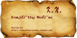 Komjáthy Noémi névjegykártya