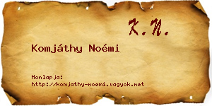 Komjáthy Noémi névjegykártya